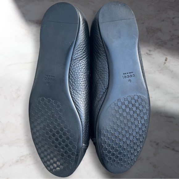 Gucci Black Leather Cellarius Silver Hardware Ballet Flats Sz 35 5 / 5.5 - Picture 6 of 15